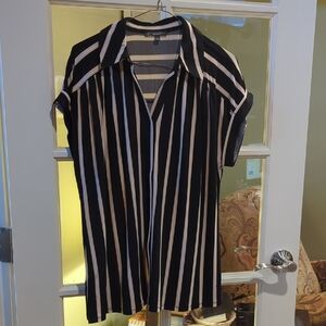 Adrianna Papell Black and Cream Striped Top